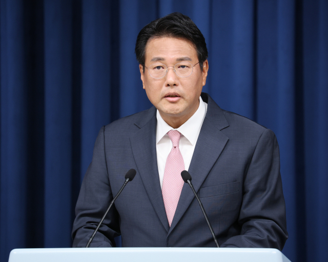 김태효 국가안보실 제1차장이 15일 오후 서울 용산 대통령실 청사에서 윤석열 정부의 대북정책 관련 브리핑을 하고 있다. 연합뉴스