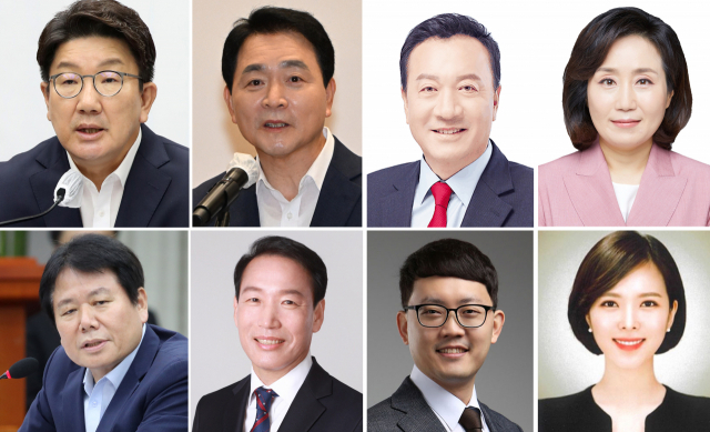 국민의힘 주호영 비상대책위원장은 16일 오후 의원총회를 열어 비상대책위원회에서 활동할 비대위원 인선을 발표했다. 사진위왼쪽부터 권성동 원내대표, 성일종 정책위의장, 엄태영 의원, 전주혜 의원. 사진아래왼쪽부터 정양석 전 의원, 주기환 전 대통령직인수위원회 정무사법행정분과 전문위원, 최재민 강원도의회 의원, 이소희 세종시의회 의원. 연합뉴스