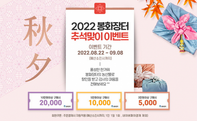 추석맞이 할인 이벤트 배너. 봉화군 제공