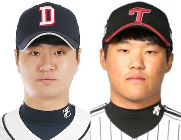 두산베어스 우완투수 이영하. (왼쪽)/ LG트윈스 우완 투수 김대현