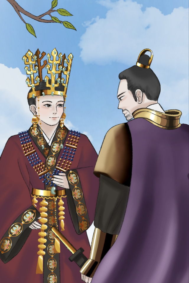 선덕여왕과 김유신 장군. 삽화 김민서