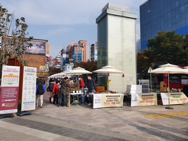 2021년 제1회 대구·경북 사회적경제 청년농부 교남장터 모습.