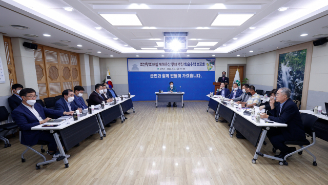 경북 성주군이 세종대왕자태실의 세계유산 등재 추진을 위한 학술보고회를 열고 있다. 성주군 제공