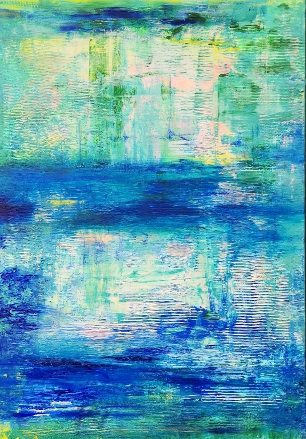 유영옥, 아름다운 한글, Mixed media on Canvas, 84.1x59cm.