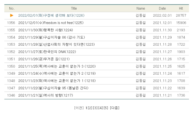 김동길 교수 공식 홈페이지