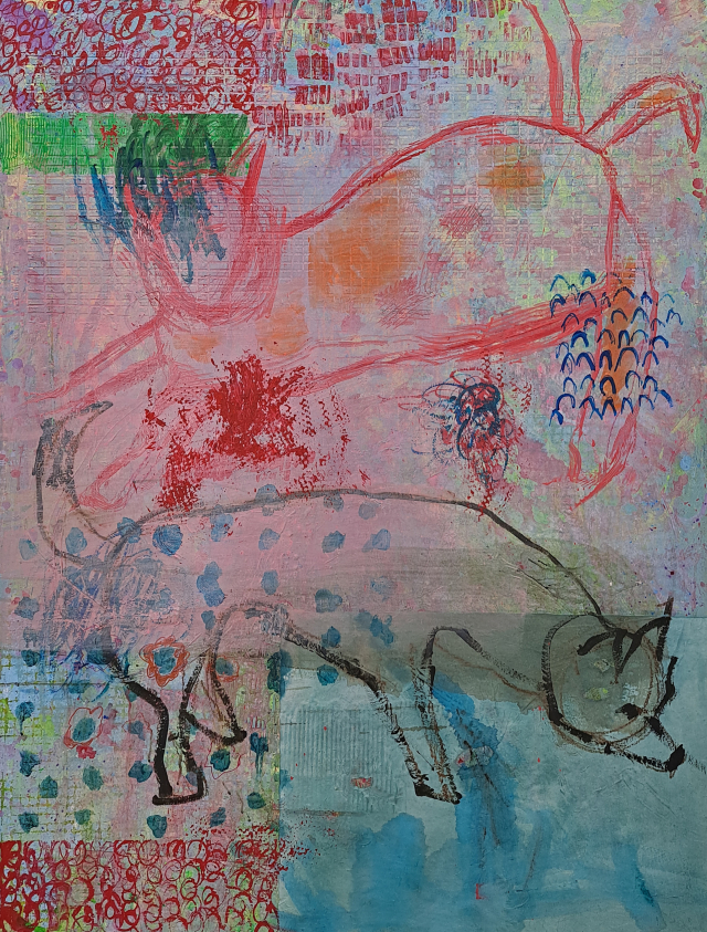 노의정, 내 옆에는 항상 껌딱지, Acrylic on canvas, 130.3x97.0cm, 2022.