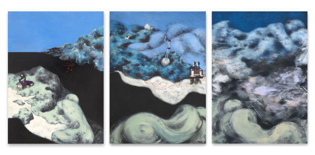 주정미, Arrokoth, 리넨에 아크릴과 유채, 각 73x100cm, 2022.