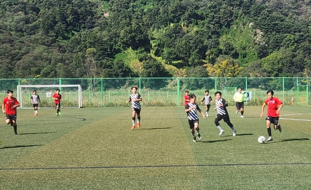 8일 오전 상주유소년팀과 대구IN FC 유소년팀과의 예선경기가 치러지고 있다. 고도현 기자