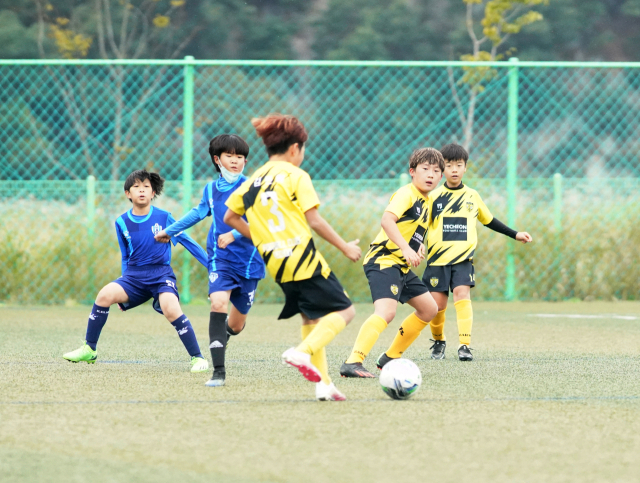 9일 오전 상주컵 전국유소년클럽 축구 페스티벌의 한 경기 장면. 고도현 기자