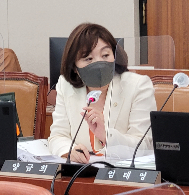 양금희 국민의힘 국회의원이 지난 6일 국회에서 진행된 국정감사에 질의를 벌이고 있다. / 사진제공 양금희 의원실