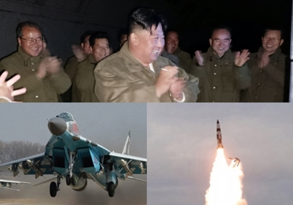 김정은, 북한 전투기, 북한 미사일. 연합뉴스