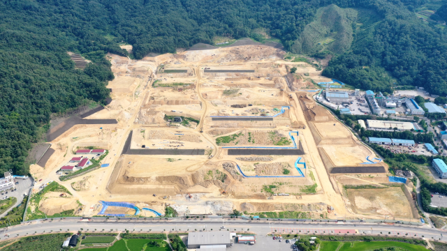 하늘에서 본 헌신동 상주일반산업단지 전경. 내년 4월 준공예정이다. 상주시 제공