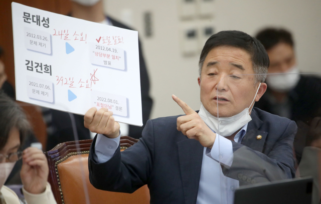 더불어민주당 강득구 의원이 21일 서울 여의도 국회 교육위원회에서 열린 국정감사 교육부 등에 대한 종합감사에서 질의하고 있다. 연합뉴스