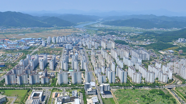 하늘에서본 달성군 유가·현풍읍 일대의 대구테크노폴리스 전경. 전국 최대화석박물관, 교육복지센터, 테크노스포츠센터 등 다양한 인프라가 구축될 예정이다. 달성군 제공