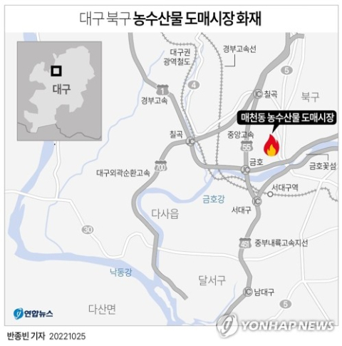 대구 매천시장 화재 현장. 독자 제공