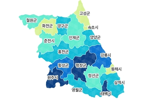 강원도 지도. 강원도청 홈페이지