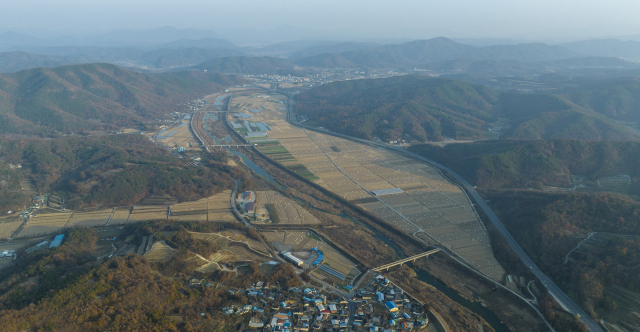 의성 비안면 상공에서 바라본 통합신공항 부지 모습. 매일신문 DB