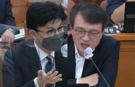 한동훈 법무부 장관, 김의겸 더불어민주당 의원. 자료사진 연합뉴스