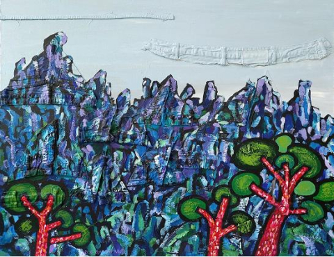 곽병우, Sublimate-3, Acrylic on canvas, jeans, 116.8cm x 91.0cm, 2021.