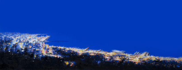 김성호, 새벽-제주항, 2022, oil on canvas, 230x90.0cm.