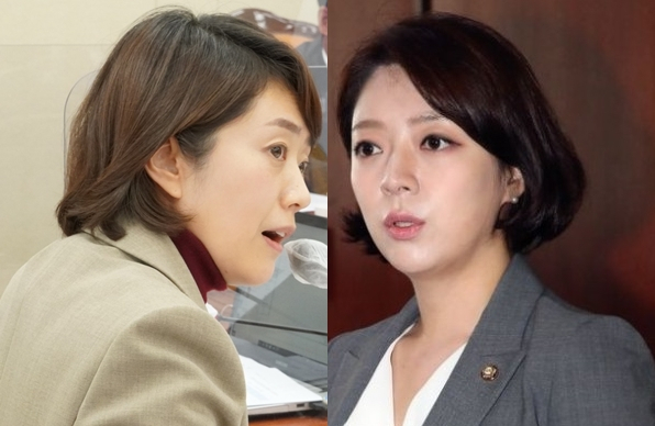 고민정 더불어민주당 국회의원, 배현진 국민의힘 의원. 고민정 의원 페이스북, 연합뉴스