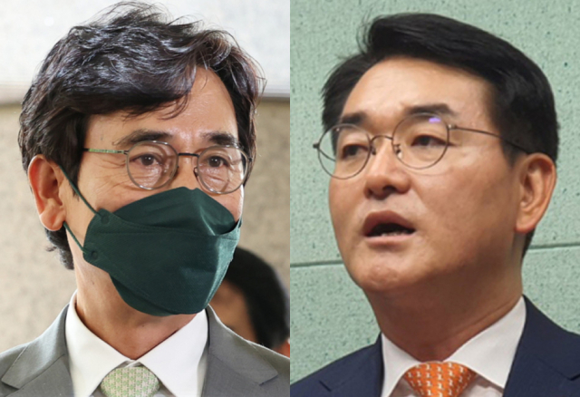 유시민 전 노무현재단 이사장(왼쪽), 더불어민주당 박용진 의원. 연합뉴스
