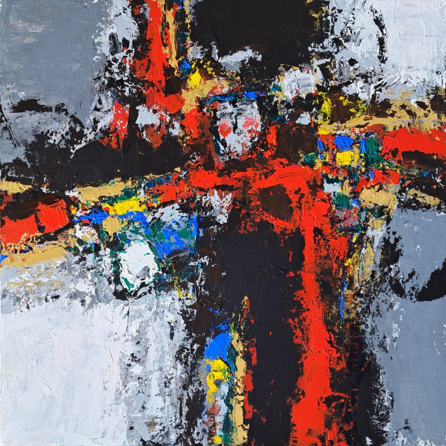 이일남, Red Cross, Oil on canvas, 60×60cm.