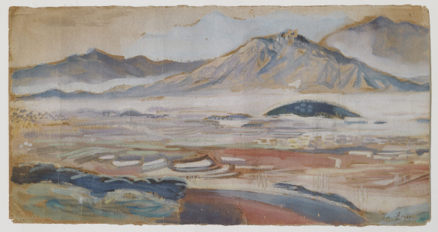 이인성, 경주풍경, 1938, 종이에 수채, 25.5x48.5cm, 대구미술관 소장.