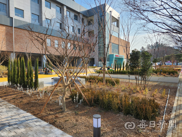 경산의 경북권역재활병원 유휴마당에 생활밀착 숲이 조성됐다. 경산시 제공
