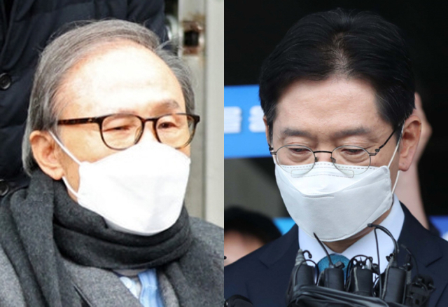 이명박 전 대통령(왼쪽), 김경수 전 경남지사. 연합뉴스