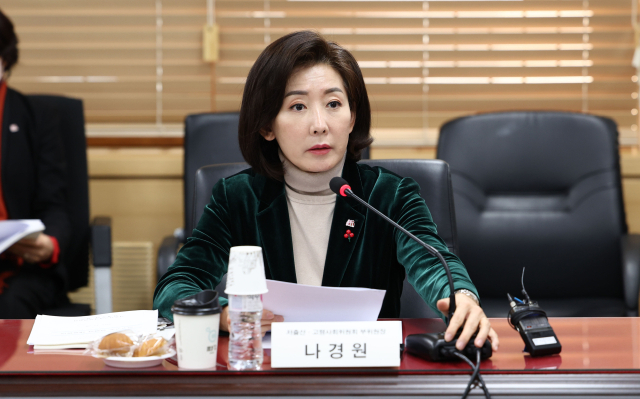 나경원 저출산고령사회위원회 부위원장이 28일 정부서울청사에서 열린 제2차 인구미래전략 관계부처 차관회의에서 발언하고 있다. 연합뉴스