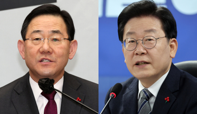 국민의힘 주호영 원내대표가 6일 오전 서울 여의도 국회에서 열린 원내대책회의에서 발언하고 있다. (사진 왼쪽)/ 더불어민주당 이재명 대표가 6일 오전 국회 의원회관에서 열린 확대간부회의에서 발언하고 있다. 연합뉴스