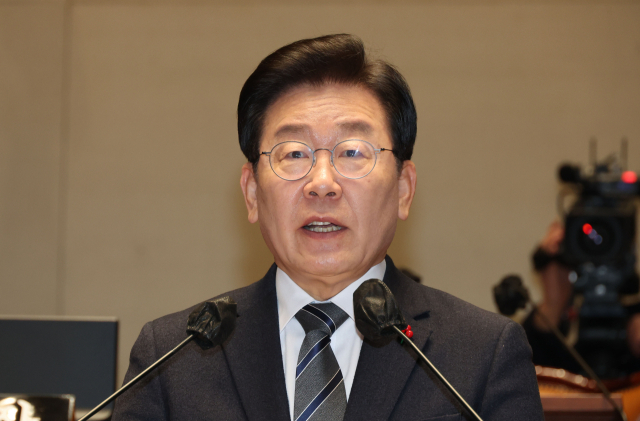 더불어민주당 이재명 대표가 6일 오후 서울 여의도 국회에서 열린 의원총회에서 발언하고 있다. 연합뉴스