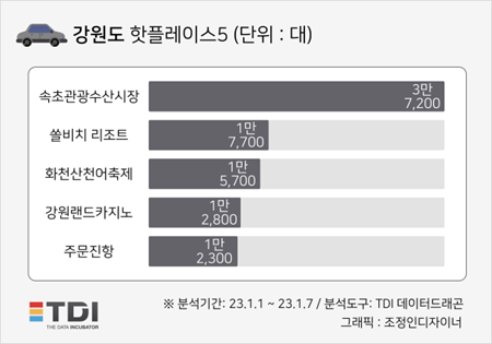 TDI, 강원도 인기 관광지 Tmap 사용자 분석