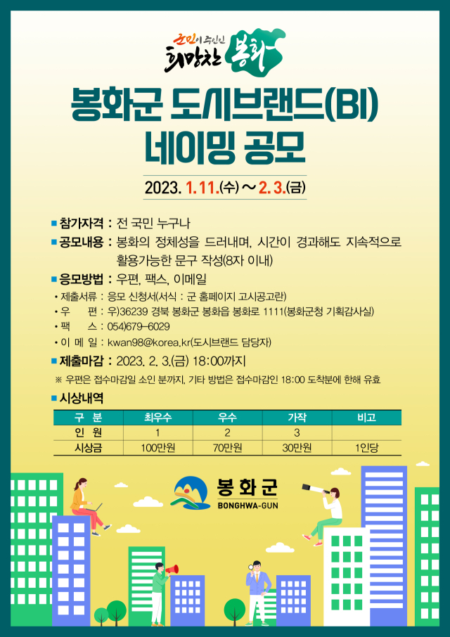 봉화군 도시브랜드 네이밍 공모 포스터. 봉화군 제공