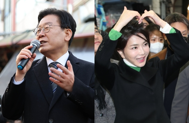 11일 인천 모래내시장을 찾은 이재명 더불어민주당 대표와 같은날 대구 서문시장을 방문한 윤석열 대통령 부인 김건희 여사. 연합뉴스, 매일신문DB