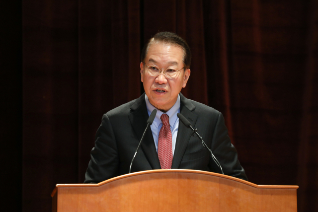권영세 통일부 장관이 2일 정부서울청사 별관에서 열린 시무식에서 신년사하고 있다. 연합뉴스