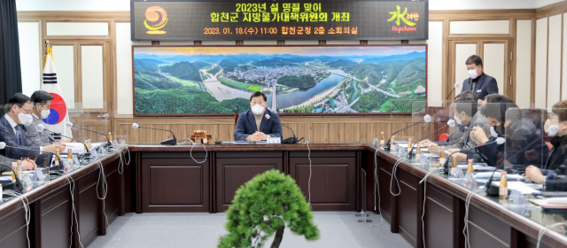설 명절 대비 지방물가대책위원회 회의를 하고 있다. 합천군 제공