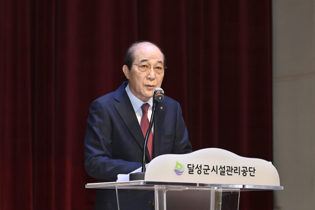 차준용 달성복지재단 이사장이 18일 열린 퇴임식에서 소회를 밝히고 있다. 달성군청 제공.
