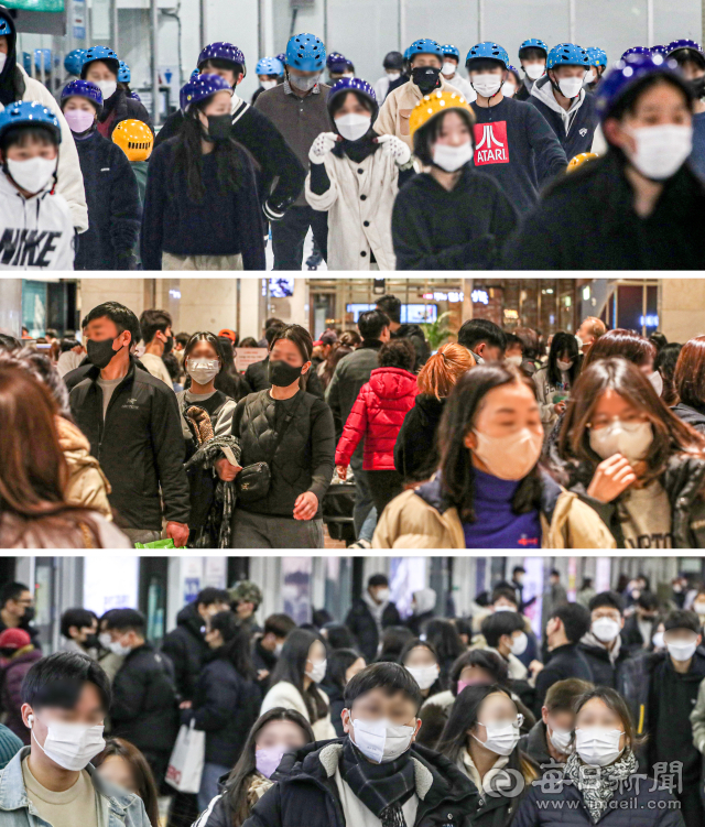 윗 사진부터 대구실내빙상장, 대구신세계백화점, 대구도시철도 2호선 반월당역 승강장. 30일부터는 사진 속 장소에서 마스크를 착용하지 않아도 무방하다. 안성완 기자 asw0727@imaeil.com