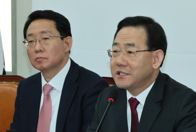 국민의힘 주호영 원내대표가 30일 오전 국회에서 열린 비상대책위원회의에서 발언하고 있다. 연합뉴스