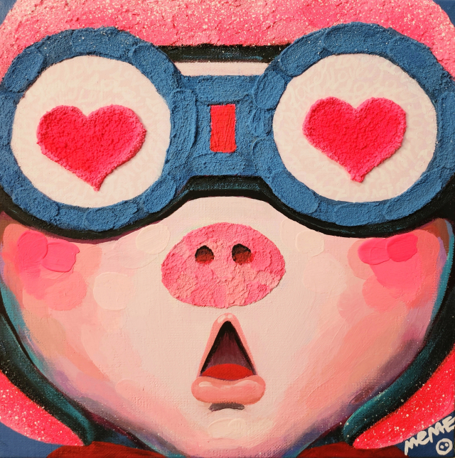 미미, THE LOVE PIGME, 27.0x27.0cm, Acrylic on canvas, 2022.