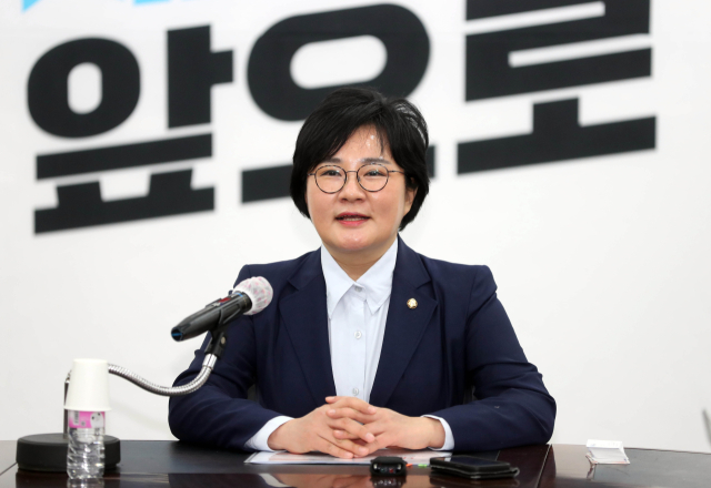 국민의힘 최고위원 후보인 조수진 의원이 9일 오전 대구시당에서 기자간담회를 하고 있다. 연합뉴스