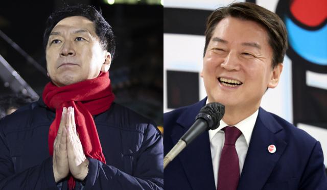 국민의힘 김기현 당대표 후보가 9일 오전 서울 조계사에서 열린 상월결사 인도순례 고불식에 참석해 있다. (왼쪽)/국민의힘 안철수 당 대표 후보가 9일 청주시 흥덕구 국민의힘 충북도당 강당에서 열린 당원 간담회에서 발언하고 있다. 연합뉴스
