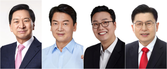 국민의힘 3·8 전당대회 당 대표 선거 본경선에 진출한 김기현, 안철수, 천하람, 황교안 후보(왼쪽부터 가나다순). 연합뉴스