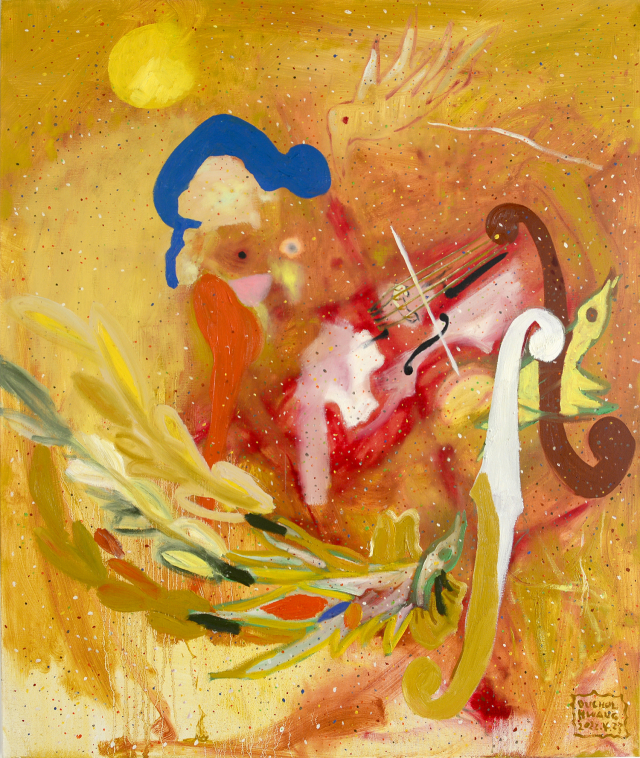 황우철, 소녀와 바이올린, oil on linen, 100x120cm, 2021.