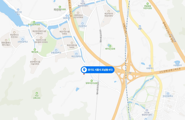 21일 오전 11시 33분쯤 경기 시흥시 조남동 472 일대에서 산불이 발생했다. 네이버 지도