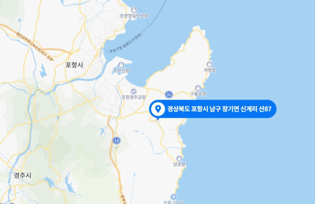 경북 포항시 남구 장기면 산불 발생 위치. 네이버 지도