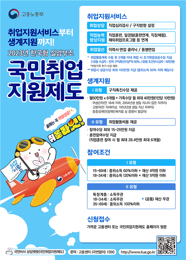 2023년 국민취업지원제도 안내 전단지. 고용노동부 제공