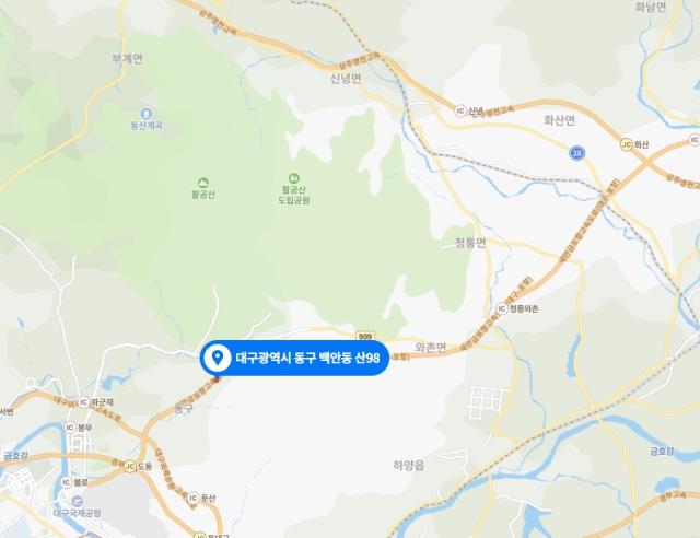 대구 팔공산 인근 산불 발생 현장 위치. 네이버 지도
